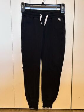 abercrombie kids Black Jogger Sweatpants with White Drawstring